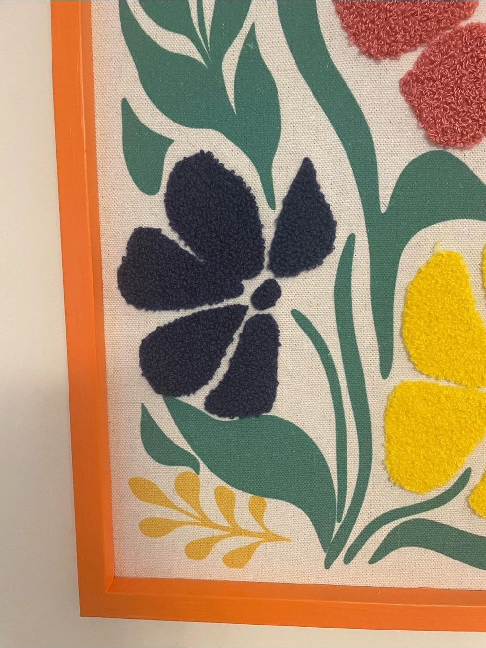 Colorful Floral Tufted Wall Art - Orange Frame 16X 12 Retro Vibes Colorful